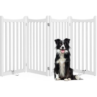 Yaheetech Absperrgitter Hund Schutzgitter, HxB: 90,5 x 201,5 cm, Hundegitter Wohnung mit 2 Stützfüßen, Faltbares Schutzgitter, Treppengitter, Absperrgitter für Küche/Flur/Kamin/Ofen, 4 Paneelen, Weiß Yaheetech Absperrgitter Hund Schutzgitter, HxB: 90,5 x 201,5 cm, Hundegitter Wohnung mit 2 Stützfüßen, Faltbares Schutzgitter, Treppengitter, Absperrgitter für Küche/Flur/Kamin/Ofen, 4 Paneelen, Weiß