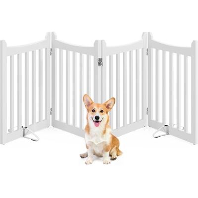 Yaheetech Absperrgitter Hund Schutzgitter, HxB: 60,5 x 201,5 cm, Treppengitter mit 2 Stützfüßen, Faltbares Hundegitter, Freistehendes Absperrgitter für Küche/Kamin/Ofen/Treppe, 4 Paneelen, Weiß Yaheetech Absperrgitter Hund Schutzgitter, HxB: 60,5 x 201,5 cm, Treppengitter mit 2 Stützfüßen, Faltbares Hundegitter, Freistehendes Absperrgitter für Küche/Kamin/Ofen/Treppe, 4 Paneelen, Weiß