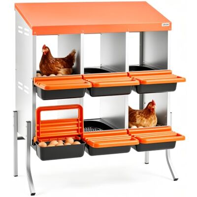 VEVOR 2-stöckiges Legenest 795x525x990 mm, 6 Fächer, Hühnernest aus Metall mit Stützbeinen, Geflügelnester, Abrollnest, ideal für Hennen, Enten, Hühner & anderes Geflügel, Orange VEVOR 2-stöckiges Legenest 795x525x990 mm, 6 Fächer, Hühnernest aus Metall mit Stützbeinen, Geflügelnester, Abrollnest, ideal für Hennen, Enten, Hühner & anderes Geflügel, Orange