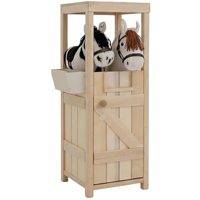 Relaxdays Hobby Horse Stall, für 2 Pferde, Steckenpferdstall mit Futtertrog, HBT: 97x35x25 cm, Pferdestall, Holz, Natur Relaxdays Hobby Horse Stall, für 2 Pferde, Steckenpferdstall mit Futtertrog, HBT: 97x35x25 cm, Pferdestall, Holz, Natur