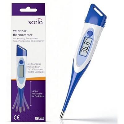 scala SC 1091 flex Großtierthermometer, digitales Veterinärthermometer, lange flexible Messspitze (60mm), wasserdicht, Tier Fieberthermometer scala SC 1091 flex Großtierthermometer, digitales Veterinärthermometer, lange flexible Messspitze (60mm), wasserdicht, Tier Fieberthermometer