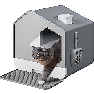 YITAHOME Katzentoilette mit Haube, Katzenklo mit Deckel, Schaufel, Katzentoilette, Einfache Reinigung, Versteckte, Überdachte, Hohe Seiten (Grau) YITAHOME Katzentoilette mit Haube, Katzenklo mit Deckel, Schaufel, Katzentoilette, Einfache Reinigung, Versteckte, Überdachte, Hohe Seiten (Grau)