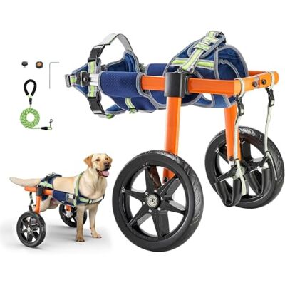 VEVOR Hunderollstuhl für Hinterbeine, Leichter 2 Räder Haustierrollstuhl, Höhe, Breite & Länge verstellbar, Hundewagen mit stoßdämpfenden Rädern, für verletzte, behinderte Hunde VEVOR Hunderollstuhl für Hinterbeine, Leichter 2 Räder Haustierrollstuhl, Höhe, Breite & Länge verstellbar, Hundewagen mit stoßdämpfenden Rädern, für verletzte, behinderte Hunde
