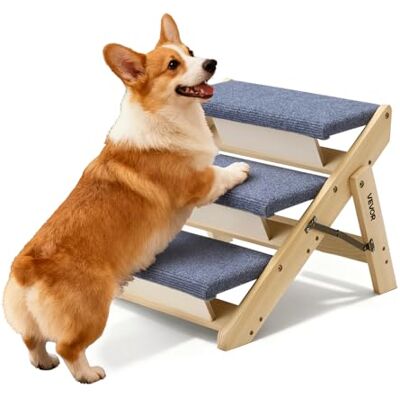 VEVOR Hundetreppe 510x470x370 mm, 3-stufige Hautiertreppe, klappbare Holztreppe geeignet für kleine, mittlere, große, ältere Haustiere sowie Welpen bis 68 kg, Hundeleiter für Betten, Sofas & Autos VEVOR Hundetreppe 510x470x370 mm, 3-stufige Hautiertreppe, klappbare Holztreppe geeignet für kleine, mittlere, große, ältere Haustiere sowie Welpen bis 68 kg, Hundeleiter für Betten, Sofas & Autos