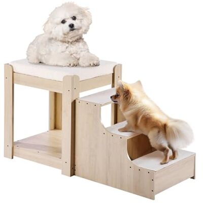 VEVOR Etagenbett für Haustiere mit Treppe, Fenstersitz für Hunde/Katzen, mehrstufiges Bett, Hundebettschläfer, Lounge-Sitzplattform mit Schaumstoffkissen, Haustierbettcouch 120x50x65cm (Beige) VEVOR Etagenbett für Haustiere mit Treppe, Fenstersitz für Hunde/Katzen, mehrstufiges Bett, Hundebettschläfer, Lounge-Sitzplattform mit Schaumstoffkissen, Haustierbettcouch 120x50x65cm (Beige)