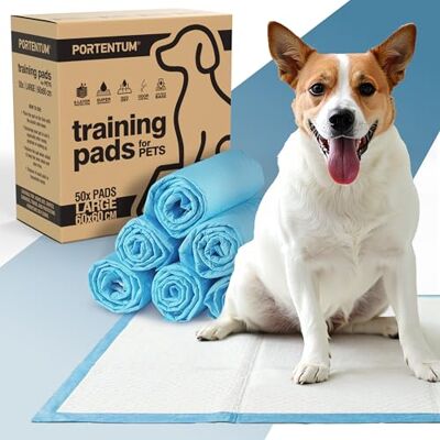 PORTENTUM PIPI Matten für Hunde 60x60 cm 50 Stück – 6-lagig – Welpen Unterlagen mit Geruchskontrolle – Wickelunterlage Einweg auslaufsicher – Trainingspads für Hunde saugfähig PORTENTUM PIPI Matten für Hunde 60x60 cm 50 Stück – 6-lagig – Welpen Unterlagen mit Geruchskontrolle – Wickelunterlage Einweg auslaufsicher – Trainingspads für Hunde saugfähig