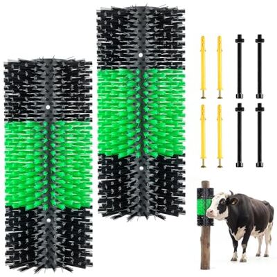 VEVOR Kratzbürste 43x19 cm, Viehbürste 2 Stk. inkl. 8 Schrauben, Rinderkratzer zur Linderung von Rückenjucken, Massage-& Pflege-Kratzwerkzeug für Pferde, Rinder, Schafe & Schweine, Grün & Schwarz VEVOR Kratzbürste 43x19 cm, Viehbürste 2 Stk. inkl. 8 Schrauben, Rinderkratzer zur Linderung von Rückenjucken, Massage-& Pflege-Kratzwerkzeug für Pferde, Rinder, Schafe & Schweine, Grün & Schwarz