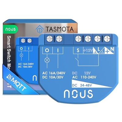 NOUS WiFi Smart Switch Modul Mit Tasmota, AC 16A/DC 10A, ESP32, Temp Sensor, Matter & MQTT Unterstützung, 1 Kanal, Trockenkontakte, Kompatibel Mit Alexa, Home Assistant, Google Home, Apple HomeKit NOUS WiFi Smart Switch Modul Mit Tasmota, AC 16A/DC 10A, ESP32, Temp Sensor, Matter & MQTT Unterstützung, 1 Kanal, Trockenkontakte, Kompatibel Mit Alexa, Home Assistant, Google Home, Apple HomeKit
