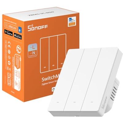SONOFF Zigbee Smart Light Switch, Erfordert Zigbee Hub, Smart Switch, Ohne Nullleiter oder mit Nullleiter, APP Remote Control, Zigbee Switch ZBM5 80-Type,3-fach SONOFF Zigbee Smart Light Switch, Erfordert Zigbee Hub, Smart Switch, Ohne Nullleiter oder mit Nullleiter, APP Remote Control, Zigbee Switch ZBM5 80-Type,3-fach