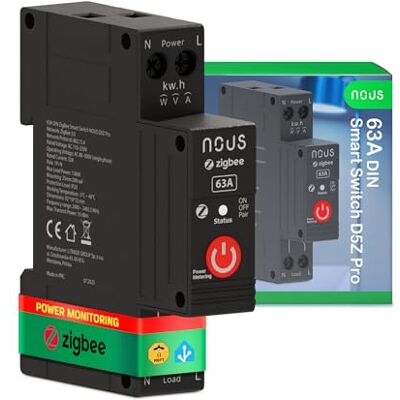 NOUS D5Z Pro ZigBee DIN Smart Switch 63A mit Echtzeit-Energieüberwachung, App-Steuerung über Smart Home, Kompatibel mit Zigbee2MQTT, Alexa, Google Home, Home Assistant, ZigBee Hub Erforderlich NOUS D5Z Pro ZigBee DIN Smart Switch 63A mit Echtzeit-Energieüberwachung, App-Steuerung über Smart Home, Kompatibel mit Zigbee2MQTT, Alexa, Google Home, Home Assistant, ZigBee Hub Erforderlich