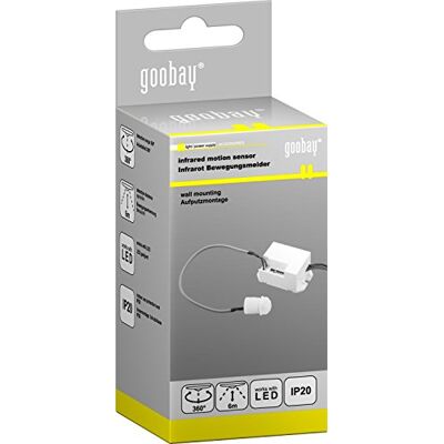 goobay 96006 Mini Infrarot Bewegungsmelder Innen – Kleinstbauweise für fast Unsichtbare Unterputz (UP) Montage – 360° Erfassungsbereich – Reichweite 6m Weiß, Schwarz goobay 96006 Mini Infrarot Bewegungsmelder Innen – Kleinstbauweise für fast Unsichtbare Unterputz (UP) Montage – 360° Erfassungsbereich – Reichweite 6m Weiß, Schwarz