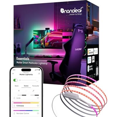 Nanoleaf Matter WLAN Gradient LED Streifen 5M, Smarte Bildschirm & Music Sync, 300 RGBIC Addressable LEDs, Trimmable Strip, Kontrolle mit App und Stimme (Alexa Siri Apple Google Home) Gaming Party Nanoleaf Matter WLAN Gradient LED Streifen 5M, Smarte Bildschirm & Music Sync, 300 RGBIC Addressable LEDs, Trimmable Strip, Kontrolle mit App und Stimme (Alexa Siri Apple Google Home) Gaming Party