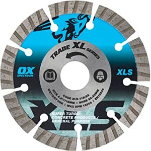 OX Tools Trade XL Super Turbo Segmentierte Diamantklinge, Beton und GP, 115/22,23 mm, Blau OX Tools Trade XL Super Turbo Segmentierte Diamantklinge, Beton und GP, 115/22,23 mm, Blau