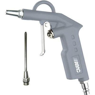 ABAC Druckluftpistole G-502, Ausblaspistole/Luftdruckpistole mit kurzer & 10 cm langer Düse, Ø 2 mm Düse, Druckluft Reinigungspistole mit max. Druck 8 Bar, Aluminium ABAC Druckluftpistole G-502, Ausblaspistole/Luftdruckpistole mit kurzer & 10 cm langer Düse, Ø 2 mm Düse, Druckluft Reinigungspistole mit max. Druck 8 Bar, Aluminium