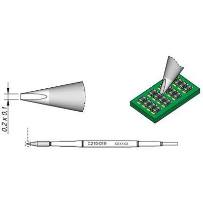 JBC Lötspitze Serie C210, Meißelform, C210019/0,2 x 0,1 mm, gerade, C210019 (Lötkartusche 2210 AD2210 C210 Loetkartusche Loetpatrone Loetspitze Lötpatrone T210-A) JBC Lötspitze Serie C210, Meißelform, C210019/0,2 x 0,1 mm, gerade, C210019 (Lötkartusche 2210 AD2210 C210 Loetkartusche Loetpatrone Loetspitze Lötpatrone T210-A)