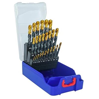 Tivoly Set Hochleistungsbohrer für Metalle Zum Bohren in Metalle, Kupfer, Aluminium, Gusseisen, Edelstahl 25 HSS-Bohrer Ø 1 bis 13 mm Tivoly Set Hochleistungsbohrer für Metalle Zum Bohren in Metalle, Kupfer, Aluminium, Gusseisen, Edelstahl 25 HSS-Bohrer Ø 1 bis 13 mm