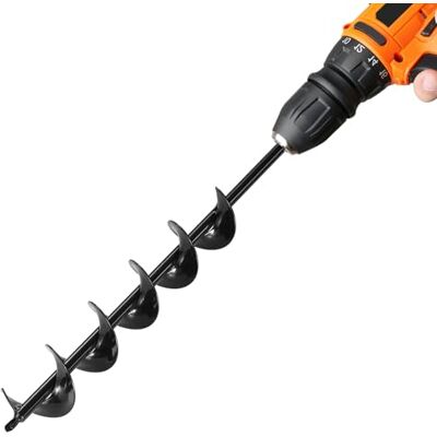 VEVOR Erdbohrer für Bohrmaschine, Ø 8x60 cm Pfahlbohrer, für 3/8-Zoll-Sechskant-Bohrer, Erdlochbohrer, Durchlässenbohrer, Lochbohraufsätze zum Graben von Gartenpfostenlöchern und Zäunen VEVOR Erdbohrer für Bohrmaschine, Ø 8x60 cm Pfahlbohrer, für 3/8-Zoll-Sechskant-Bohrer, Erdlochbohrer, Durchlässenbohrer, Lochbohraufsätze zum Graben von Gartenpfostenlöchern und Zäunen