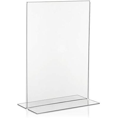 VITAdisplays 5x ® T-Werbeaufsteller/T-Ständer/Tischaufsteller/Acryl-Aufsteller, DIN A4 (21×29,7cm), Transparent (NE-380) VITAdisplays 5x ® T-Werbeaufsteller/T-Ständer/Tischaufsteller/Acryl-Aufsteller, DIN A4 (21×29,7cm), Transparent (NE-380)