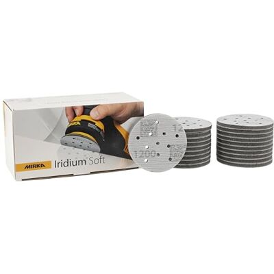 Mirka Iridium Soft Schleifscheiben Ø 77 mm/Korn P1200 / Klett Multifit / 20 Stück/schaumbasiertes Schleifmittel für präzises Trockenschleifen, Klarlackschliff, Finish Mirka Iridium Soft Schleifscheiben Ø 77 mm/Korn P1200 / Klett Multifit / 20 Stück/schaumbasiertes Schleifmittel für präzises Trockenschleifen, Klarlackschliff, Finish