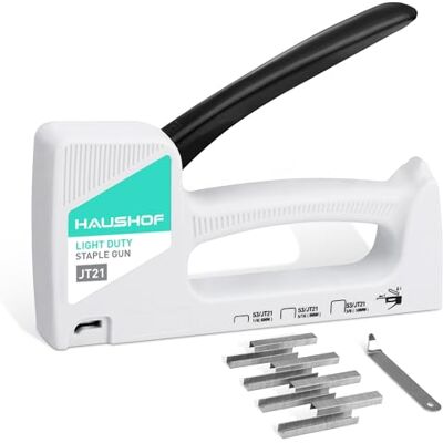 HAUSHOF Handtacker Tackerpistole Polsterung Heftpistole Holztacker für Klammern Typ 53, mit 800 Klammern 8mm und Klammerentferner für Holz, Stoff, Möbel HAUSHOF Handtacker Tackerpistole Polsterung Heftpistole Holztacker für Klammern Typ 53, mit 800 Klammern 8mm und Klammerentferner für Holz, Stoff, Möbel