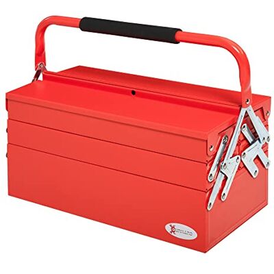 DURHAND Werkzeugkasten Werkzeugkoffer Montage Werkzeugkiste leer platzsparend mit 5 Fächer aufklappbar stabil Stahl (SPCC) Rot 45 x 20 x 34,5 cm DURHAND Werkzeugkasten Werkzeugkoffer Montage Werkzeugkiste leer platzsparend mit 5 Fächer aufklappbar stabil Stahl (SPCC) Rot 45 x 20 x 34,5 cm