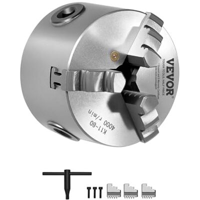 VEVOR 3-Backen-Drehfutter, 80 mm, selbstzentrierendes Spannfutter, 2-63 mm Spannbereich mit T-Schlüssel-Befestigungsschrauben, umkehrbare Backen, HT300-Material, für Holz-Metall-Drehmaschine VEVOR 3-Backen-Drehfutter, 80 mm, selbstzentrierendes Spannfutter, 2-63 mm Spannbereich mit T-Schlüssel-Befestigungsschrauben, umkehrbare Backen, HT300-Material, für Holz-Metall-Drehmaschine