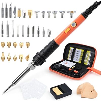 Carehabi Brandmalkolben & Brandmalerei, 60W Lötkolben-Set für Holz, Leder 43-in-1 Holzbrenner Zum Gravieren, Temperatur einstellbar 200–450 °C, Ideal für DIY Kunst & Geschenke, Profis & Hobbybastler Carehabi Brandmalkolben & Brandmalerei, 60W Lötkolben-Set für Holz, Leder 43-in-1 Holzbrenner Zum Gravieren, Temperatur einstellbar 200–450 °C, Ideal für DIY Kunst & Geschenke, Profis & Hobbybastler