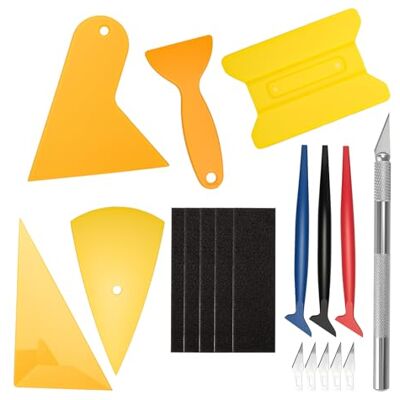 VINATO 10-teiliges Rakel Set für Auto Folien & Fensterfolien – Folienschaber Set mit Filzrakel, Dreiecksrakel, Mikro Rakel, Kantenschaber & Präzisionscutter VINATO 10-teiliges Rakel Set für Auto Folien & Fensterfolien – Folienschaber Set mit Filzrakel, Dreiecksrakel, Mikro Rakel, Kantenschaber & Präzisionscutter