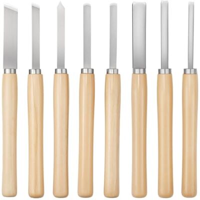 VEVOR Drechseleisen-Set, 8-teilig, Drechselmesser mit Klinge aus Kohlenstoffstahl, 2 Schrägmeißel, 1 Speerspitze, 1 Abstechmeißel, 1 Rundspitze, 3 Hohleisen, 1 Oxford-Tasche, Drechselwerkzeug VEVOR Drechseleisen-Set, 8-teilig, Drechselmesser mit Klinge aus Kohlenstoffstahl, 2 Schrägmeißel, 1 Speerspitze, 1 Abstechmeißel, 1 Rundspitze, 3 Hohleisen, 1 Oxford-Tasche, Drechselwerkzeug