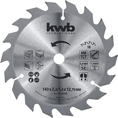 kwb Kreissägeblatt 140 x 12,75 mm, schneller Schnitt, mittlere Güte, Sägeblatt geeignet für Weich- und Hartholz, Tischlerplatten und Spanplatten kwb Kreissägeblatt 140 x 12,75 mm, schneller Schnitt, mittlere Güte, Sägeblatt geeignet für Weich- und Hartholz, Tischlerplatten und Spanplatten