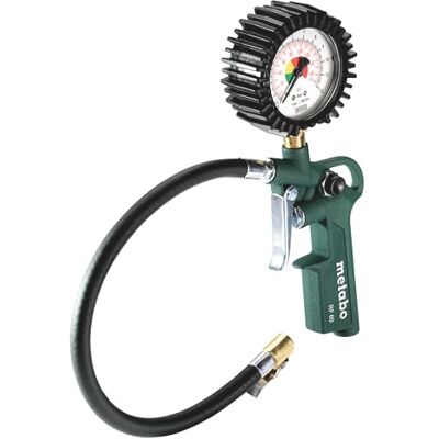 Metabo Druckluft-Reifenfüllmessgerät RF 60, 0.5-12 bar Prüfer & Füller Inkl. EURO, ARO/Orion, ISO Stecknippel 1/4 Zoll, Reifenfüllnippel, Ballhohlnadel, 35 cm Schlauch, Manometer mit Gummischutz Metabo Druckluft-Reifenfüllmessgerät RF 60, 0.5-12 bar Prüfer & Füller Inkl. EURO, ARO/Orion, ISO Stecknippel 1/4 Zoll, Reifenfüllnippel, Ballhohlnadel, 35 cm Schlauch, Manometer mit Gummischutz
