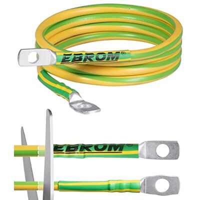EBROM Erdungskabel 3 m Erdungsleitung H07V-K 16 mm² grün/gelb Erdungsleiter – Länge: 3 Meter + Kabelschuhe Ringöse M8 (8 mm) und M10 (10 mm) Made in Germany 16mm2 passend für Kreuzerder Staberder EBROM Erdungskabel 3 m Erdungsleitung H07V-K 16 mm² grün/gelb Erdungsleiter – Länge: 3 Meter + Kabelschuhe Ringöse M8 (8 mm) und M10 (10 mm) Made in Germany 16mm2 passend für Kreuzerder Staberder