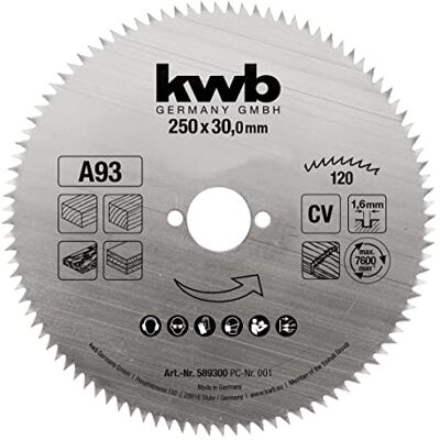 kwb Kreissägeblatt 250 x 30 mm, Made in Germany, feiner präziser Schnitt, Sägeblatt geeignet für Holzpaneele, Profilholz und Weichholz kwb Kreissägeblatt 250 x 30 mm, Made in Germany, feiner präziser Schnitt, Sägeblatt geeignet für Holzpaneele, Profilholz und Weichholz