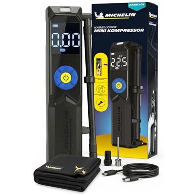 Michelin Air Power Mini 2 Li-Ionen Akku Mini-Kompressor kabellos – Elektrische Luftpumpe 9,9 bar mit Digitaldisplay, Auto-Stopp & LED für Auto, Fahrrad, E-Bike & Motorrad Michelin Air Power Mini 2 Li-Ionen Akku Mini-Kompressor kabellos – Elektrische Luftpumpe 9,9 bar mit Digitaldisplay, Auto-Stopp & LED für Auto, Fahrrad, E-Bike & Motorrad