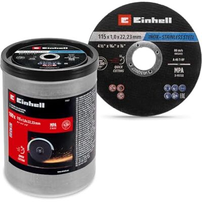 Einhell Accessories Original Einhell Trennscheiben Metall, 100-tlg., Ø 115 mm in Dose (Schnelles Trennen, Metallverarbeitung, Leichter Schnitt, MPA-zertifiziert, Markenunabhängig) Einhell Accessories Original Einhell Trennscheiben Metall, 100-tlg., Ø 115 mm in Dose (Schnelles Trennen, Metallverarbeitung, Leichter Schnitt, MPA-zertifiziert, Markenunabhängig)