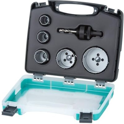 wolfcraft Bi-Metall-Lochsägeneinsatz-Set „Elektro und Sanitär“, 6-tlg. I 3498000 I Für Metalle, Kunststoffe, Holz und Trockenbaumaterialien, Ø 25-68 mm, Schnitttiefe 40 mm wolfcraft Bi-Metall-Lochsägeneinsatz-Set „Elektro und Sanitär“, 6-tlg. I 3498000 I Für Metalle, Kunststoffe, Holz und Trockenbaumaterialien, Ø 25-68 mm, Schnitttiefe 40 mm