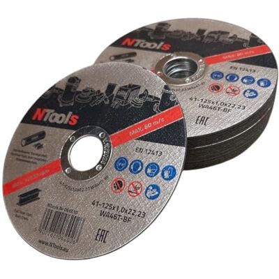 NTools SDC Trennscheiben 125 x 1,0 x 22,23 mm, 25 Stück Dünne und langlebige Trennscheiben zum Schneiden von Metall, Stahl und Edelstahl (Inox), passend für Winkelschleifer NTools SDC Trennscheiben 125 x 1,0 x 22,23 mm, 25 Stück Dünne und langlebige Trennscheiben zum Schneiden von Metall, Stahl und Edelstahl (Inox), passend für Winkelschleifer