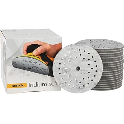 Mirka Iridium Soft Schleifscheiben Ø 125 mm/Korn P800 / Klett Multifit / 20 Stück/schaumbasiertes Schleifmittel für präzises Trockenschleifen, Klarlackschliff, Finish Mirka Iridium Soft Schleifscheiben Ø 125 mm/Korn P800 / Klett Multifit / 20 Stück/schaumbasiertes Schleifmittel für präzises Trockenschleifen, Klarlackschliff, Finish