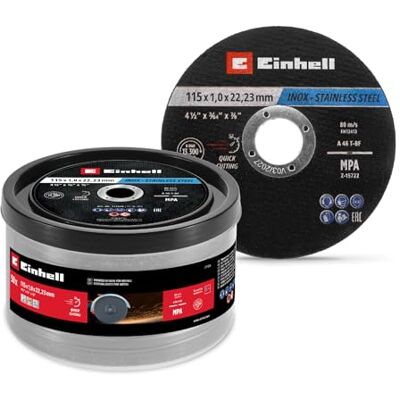 Einhell Accessories Original Einhell Trennscheiben Metall, 50-tlg., Ø 115 mm in Dose (Schnelles Trennen, Metallverarbeitung, Leichter Schnitt, MPA-zertifiziert, Markenunabhängig) Einhell Accessories Original Einhell Trennscheiben Metall, 50-tlg., Ø 115 mm in Dose (Schnelles Trennen, Metallverarbeitung, Leichter Schnitt, MPA-zertifiziert, Markenunabhängig)