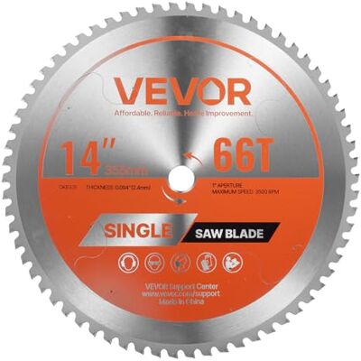 VEVOR Kreissägeblatt (355 mm φ & 66 scharfe Zähne & 2,4 mm Dicke) ideal für Metallschneiden, kompatibel mit Kreissäge, Sägeblatt aus legiertem Stahl mit geräuschreduzierenden Wärmeabzügen VEVOR Kreissägeblatt (355 mm φ & 66 scharfe Zähne & 2,4 mm Dicke) ideal für Metallschneiden, kompatibel mit Kreissäge, Sägeblatt aus legiertem Stahl mit geräuschreduzierenden Wärmeabzügen