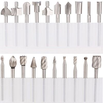 SPTA HSS Fräser Set, 20tlg Mehrzweck Fräser Set Stich Spitzen HSS Frässtifte Fur Dremel Multifunktionswerkzeug verschiedenste Fräsarbeiten wie z.B. in Ecken, Kanten, Geraden u.v.m 3mm Schaft SPTA HSS Fräser Set, 20tlg Mehrzweck Fräser Set Stich Spitzen HSS Frässtifte Fur Dremel Multifunktionswerkzeug verschiedenste Fräsarbeiten wie z.B. in Ecken, Kanten, Geraden u.v.m 3mm Schaft