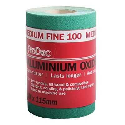 ProDec Schleifpapier, Körnung 100, mittelfein, Aluminiumoxid, 5 m x 115 mm, Rolle, grün, PAALV100 ProDec Schleifpapier, Körnung 100, mittelfein, Aluminiumoxid, 5 m x 115 mm, Rolle, grün, PAALV100