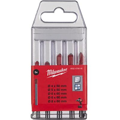 Milwaukee Glas- und Fliesenbohrer-Set, 5-tlg. Milwaukee Glas- und Fliesenbohrer-Set, 5-tlg.