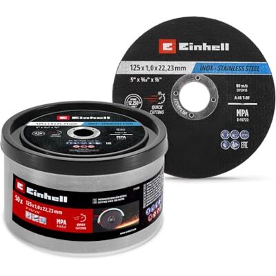 Einhell Accessories Original Einhell Trennscheiben Metall, 50-tlg., Ø 125 mm in Dose (Schnelles Trennen, Metallverarbeitung, Leichter Schnitt, MPA-zertifiziert, Markenunabhängig) Einhell Accessories Original Einhell Trennscheiben Metall, 50-tlg., Ø 125 mm in Dose (Schnelles Trennen, Metallverarbeitung, Leichter Schnitt, MPA-zertifiziert, Markenunabhängig)