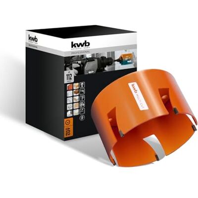 kwb Lochsäge Ø 112 mm mit hochtemperaturgelöteten, diamantgeschliffenen Zähnen, schneller Spanabfuhr, 6-mm-Zentrierbohrer für den universellen Einsatz kwb Lochsäge Ø 112 mm mit hochtemperaturgelöteten, diamantgeschliffenen Zähnen, schneller Spanabfuhr, 6-mm-Zentrierbohrer für den universellen Einsatz