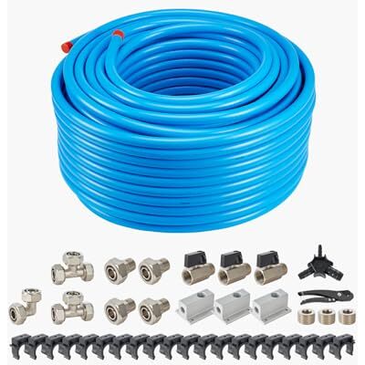 VEVOR Luftkompressor-Leitungssatz, 91,44mx19,05mm, HDPE-Aluminium-Druckluftrohrsystem, auslaufsicher, druckbeständig &, für Garagen & Werkstätten, blau VEVOR Luftkompressor-Leitungssatz, 91,44mx19,05mm, HDPE-Aluminium-Druckluftrohrsystem, auslaufsicher, druckbeständig &, für Garagen & Werkstätten, blau