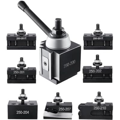 VEVOR Schnellwechsel-Werkzeughalter-Set, 8-teilig, Stahlhalter, für Mini-Drehmaschinen und Metalldrehmaschinen mit 254-381mm Umlaufdurchmesser, langlebiges Stahlmaterial, ideale für Ihre Werkstatt VEVOR Schnellwechsel-Werkzeughalter-Set, 8-teilig, Stahlhalter, für Mini-Drehmaschinen und Metalldrehmaschinen mit 254-381mm Umlaufdurchmesser, langlebiges Stahlmaterial, ideale für Ihre Werkstatt
