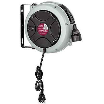 MAXTOOLS ER200, Automatische elektrische Schlauchtrommel, mit Doppelführung und ölbeständigem Kabel, Wärmeschutzschalter, Länge 8 Meter (8m), Grau MAXTOOLS ER200, Automatische elektrische Schlauchtrommel, mit Doppelführung und ölbeständigem Kabel, Wärmeschutzschalter, Länge 8 Meter (8m), Grau