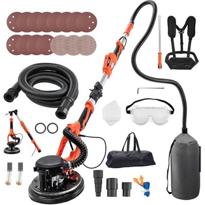 VEVOR Trockenbauschleifer 1150 W, Deckenschleifer mit 255 mm Schleifteller, Langhalsschleifer mit Staubabsaugung, 800-1700 U/min Drehzahl, LED-Licht, Ausziehbarer Griff, 15 Schleifscheiben VEVOR Trockenbauschleifer 1150 W, Deckenschleifer mit 255 mm Schleifteller, Langhalsschleifer mit Staubabsaugung, 800-1700 U/min Drehzahl, LED-Licht, Ausziehbarer Griff, 15 Schleifscheiben