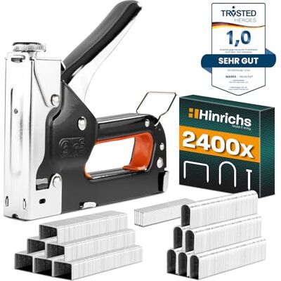 Hinrichs Handtacker Set 3-in-1 Profi Tacker für Holz Stofftacker Handwerker zum Fixieren mit Klammern Möbeltacker Staple Gun Holztacker mit 1600 Klammern & 800 Nägeln Hinrichs Handtacker Set 3-in-1 Profi Tacker für Holz Stofftacker Handwerker zum Fixieren mit Klammern Möbeltacker Staple Gun Holztacker mit 1600 Klammern & 800 Nägeln